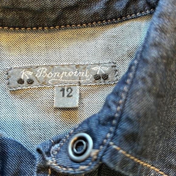 Bonpoint Dark Denim Snap Button Shirt Sz 12 - Picture 6 of 7
